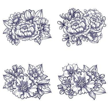 Çiçek buketleri seti