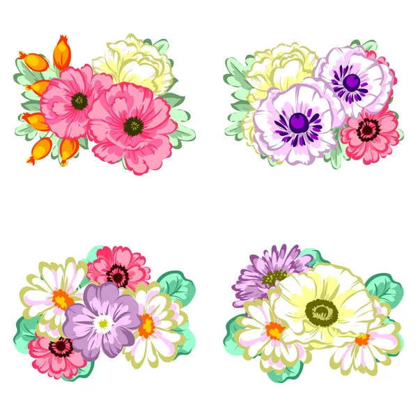 Ramos de flores conjunto — Vector de stock