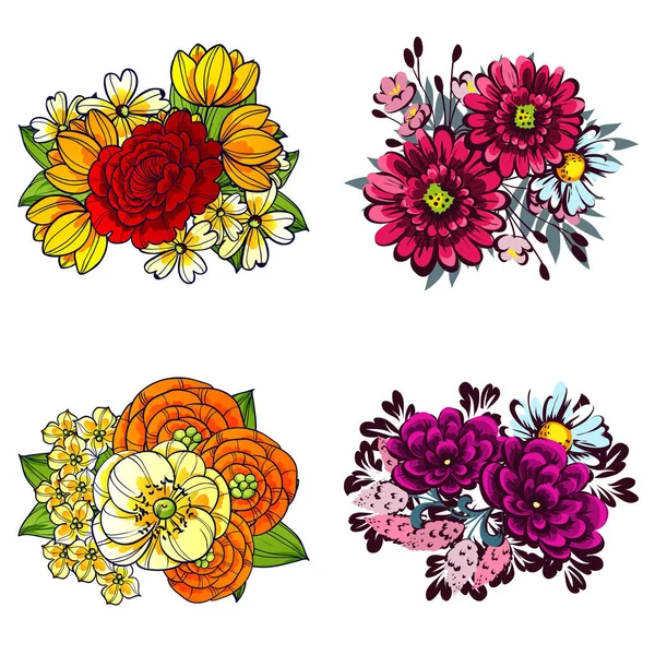 Mazzi di fiori set — Vettoriale Stock