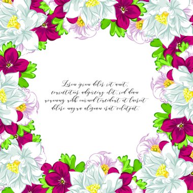 Çiçekli davetiye kartı