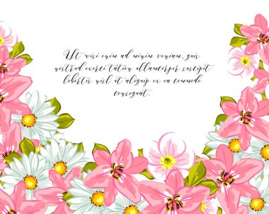 Çiçekli davetiye kartı