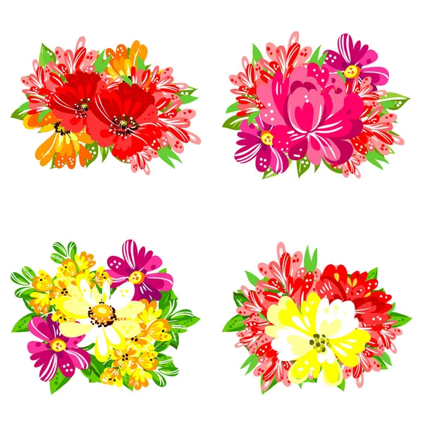 Set de bouquets de fleurs — Image vectorielle