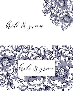 Çiçekli düğün davetiyesi.