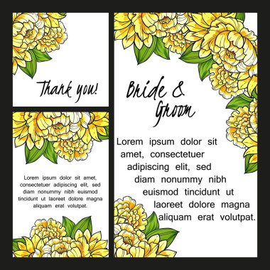 Çiçekli düğün davetiyesi.