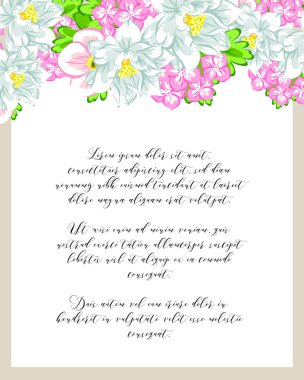 Çiçekli davetiye kartı