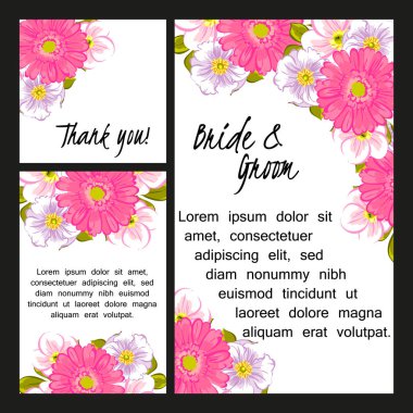 Çiçekli düğün davetiyesi.