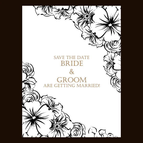 Carte d'invitation de mariage floral — Image vectorielle