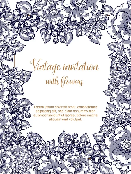 CARTE D'INVITATION FLORALE VINTAGE — Image vectorielle