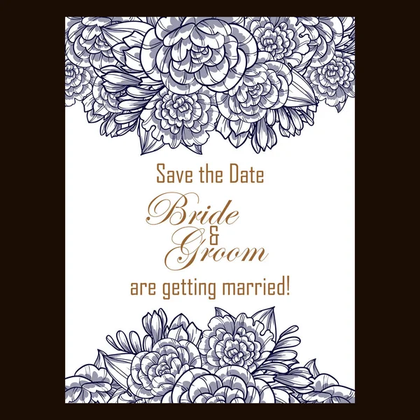 Tarjeta de invitación de boda floral — Archivo Imágenes Vectoriales