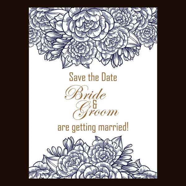 Tarjeta de invitación de boda floral — Vector de stock