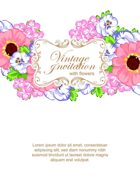 Vintage floral invitation card — Stock Vector