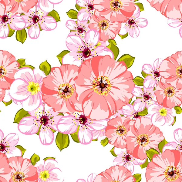 Varrás nélküli gyönyörű virágos mintával — Stock Vector