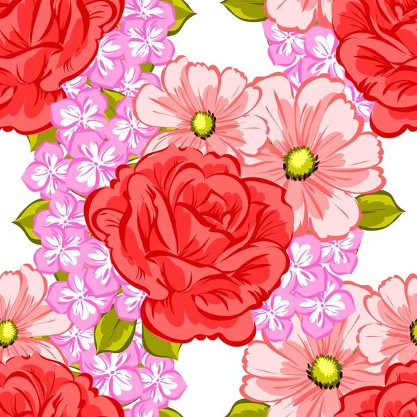 无缝的美丽花卉图案 — 图库矢量图片