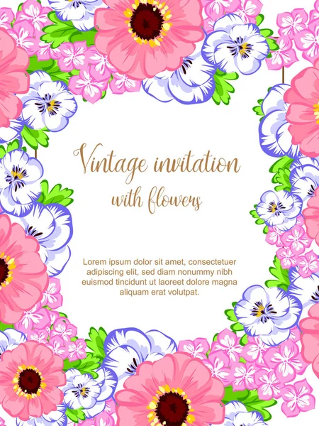 Vintage floral invitation card — Stock Vector