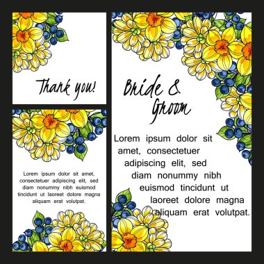 Çiçekli düğün davetiyesi.