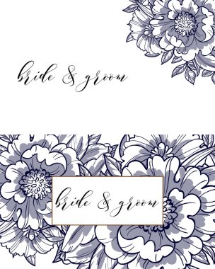 çiçek düğün davetiye kartı