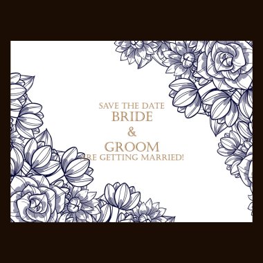 çiçek düğün davetiye kartı