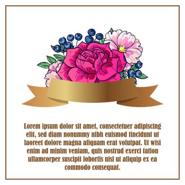 Çiçekli davetiye kartı