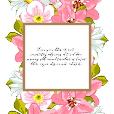 Çiçekli davetiye kartı