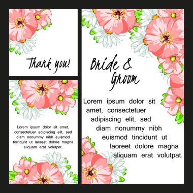 Çiçekli düğün davetiyesi.