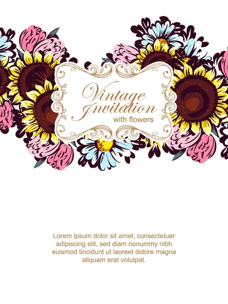 Vintage floral invitation card — Stock Vector