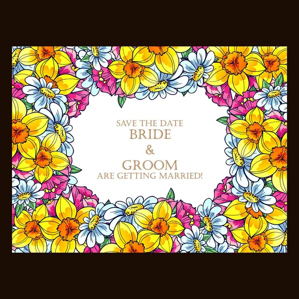 Floral wedding invitation card — Stock Vector