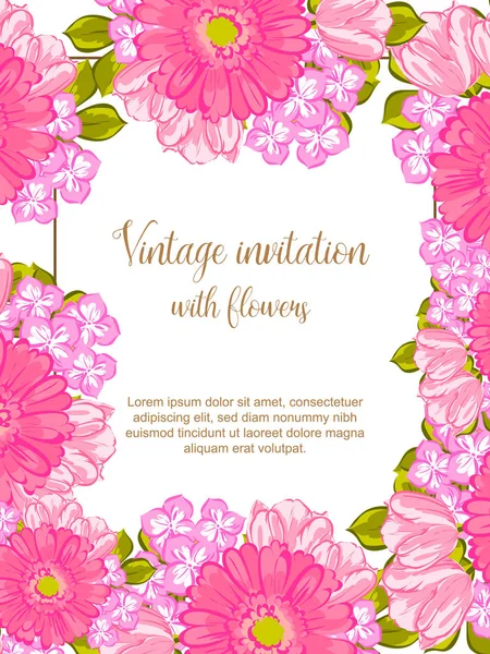 Vintage floral invitation card — Stock Vector