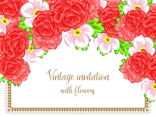 Vintage floral invitation card — Stock Vector