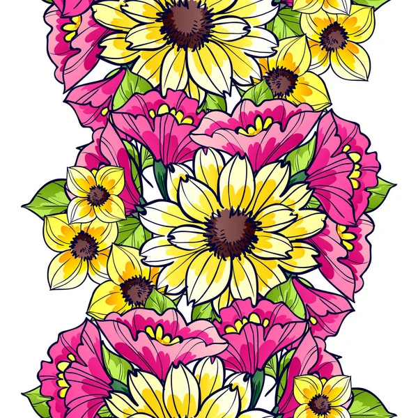 シームレスな美しい花柄 — ストックベクタ