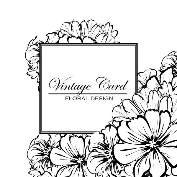 CARTE D'INVITATION FLORALE VINTAGE — Image vectorielle