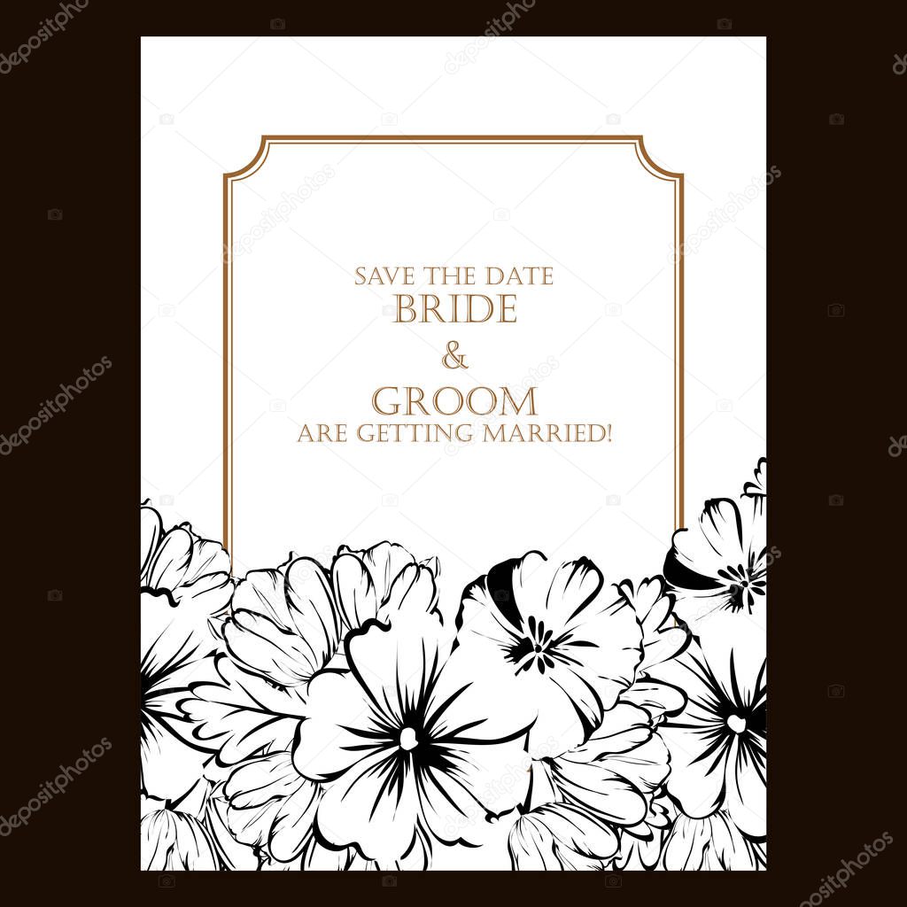 Vintage floral wedding invitation card