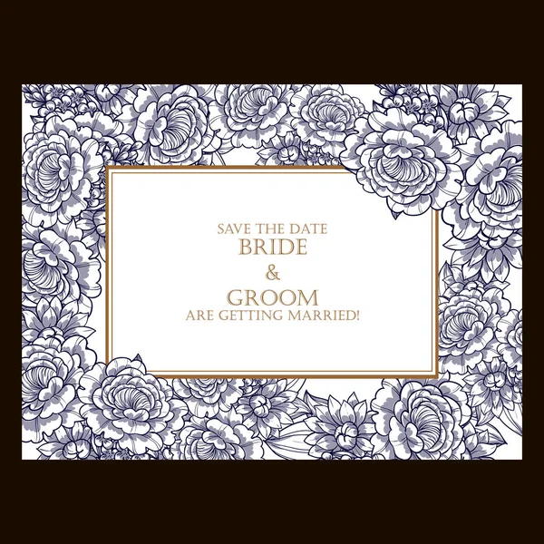 Vintage floral wedding invitation card — Stock Vector