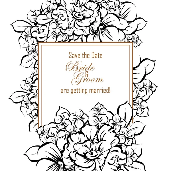 Carte d'invitation de mariage floral vintage — Image vectorielle