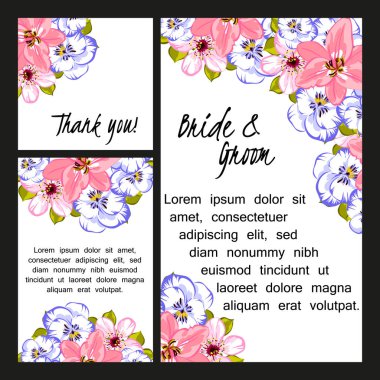 Çiçekli düğün davetiyesi.