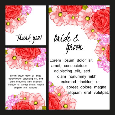 Çiçekli düğün davetiyesi.