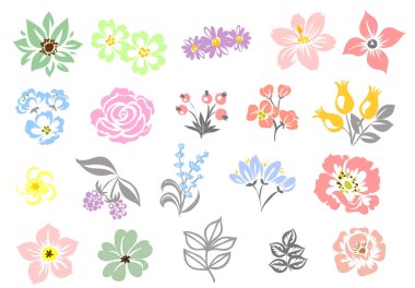 Dizi güzel renkli çiçekler