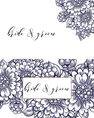 çiçek düğün davetiye kartı