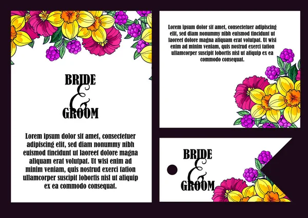 Carte d'invitation de mariage floral — Image vectorielle