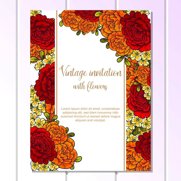 Vintage floral invitation card — Stock Vector