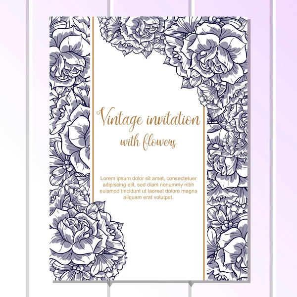 Tarjeta de invitación floral Vintage — Vector de stock