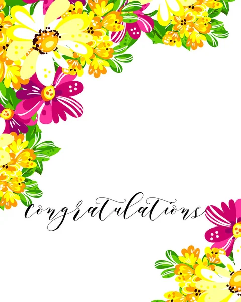 Cartão de parabéns florais — Vetor de Stock