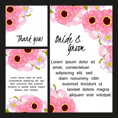 Çiçekli düğün davetiyesi.