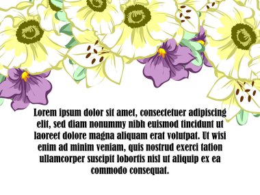 Çiçekli düğün davetiyesi.