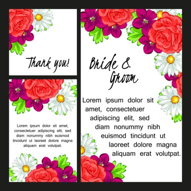 Çiçekli düğün davetiyesi.