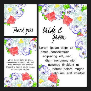 Çiçekli düğün davetiyesi.