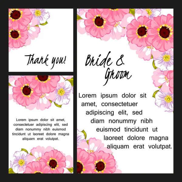 Çiçekli düğün davetiyesi.