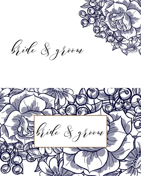 Carte d'invitation de mariage floral — Image vectorielle