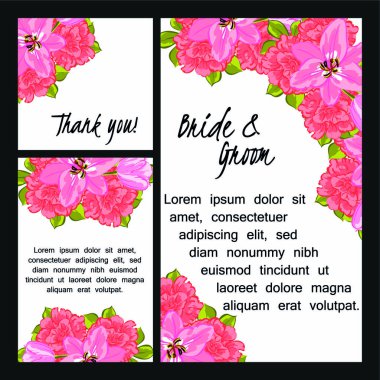 Çiçekli düğün davetiyesi.