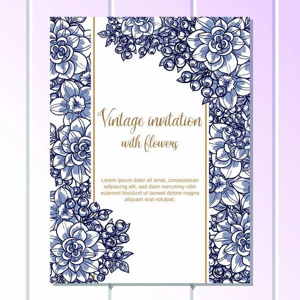 Vintage floral invitation card — Stock Vector