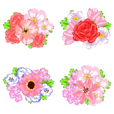 Dizi güzel renkli çiçekler